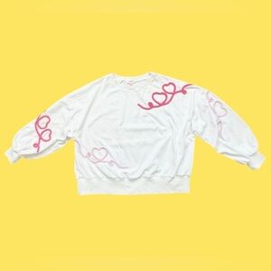 PEACH LOVE heart oversized puff sleeve designer sweatshirt women’s size LARGE